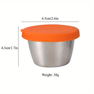 Ecozoi - Eco-friendly, Mini 50ml, leak-proof stainless steel sauce containers with food-grade silicone lids, set of 2