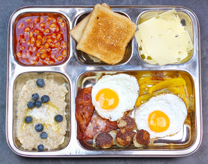 Ecozoi - Eco-friendly, 2 Pack stainless-steel dinner plates with 5 divided compartments each, reusable, Dishwasher-safe