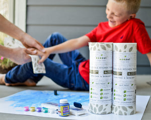 Ecozoi - Eco-friendly, 4 packs reusable bamboo kitchen paper towel rolls, tree-free & washable, 11” x 11” size