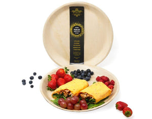 Ecozoi - Eco-friendly, 12-inch round disposable 100% natural palm leaf dinner plates, 25 Pack, leak-proof & compostable
