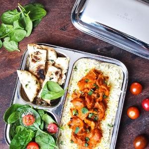 Ecozoi - Eco-friendly, 2 Pack stainless steel dinner plates each 3 compartments, reusable & durable, BPA-Free