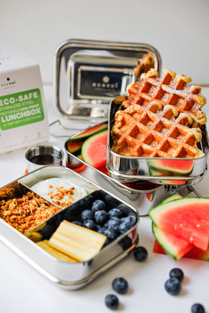 Ecozoi - Eco-friendly, stackable, Stainless steel 3-tier leak-proof lunch box, 3 compartments, 75 oz (2200 ml) capacity