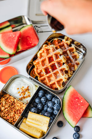 Ecozoi - Eco-friendly, stackable, Stainless steel 3-tier leak-proof lunch box, 3 compartments, 75 oz (2200 ml) capacity