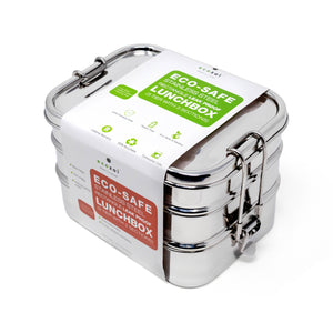 Ecozoi - Eco-friendly, stackable, Stainless steel 3-tier leak-proof lunch box, 3 compartments, 75 oz (2200 ml) capacity