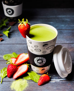 Ecozoi Reusable Bamboo Coffee Cups with Silicon Lid and sleeve, size 16 oz or 400 ml, Set of 2 freeshipping - ecozoi