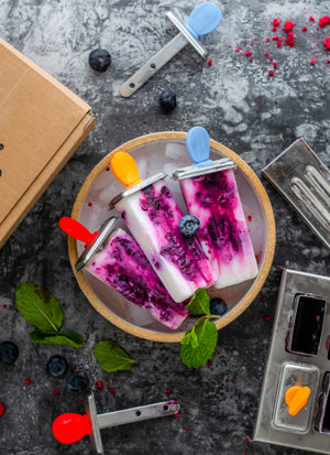 Ecozoi - Eco-friendly, 6 Mini Square Stainless Steel Popsicle Molds, 6 Reusable Stainless Steel Sticks, 6 Silicone Gaskets