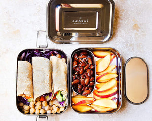 Ecozoi - Eco-friendly Leak-proof stainless steel 2-tier bento lunch box, 60 oz, silicone seal & bonus sauce pod, Stackable