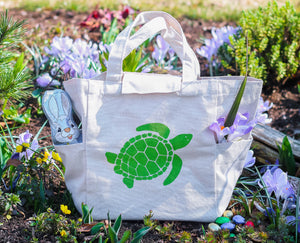 Ecozoi Reusable Lunch Bag with Pockets, 100% Organic Cotton Lunch Tote freeshipping - ecozoi