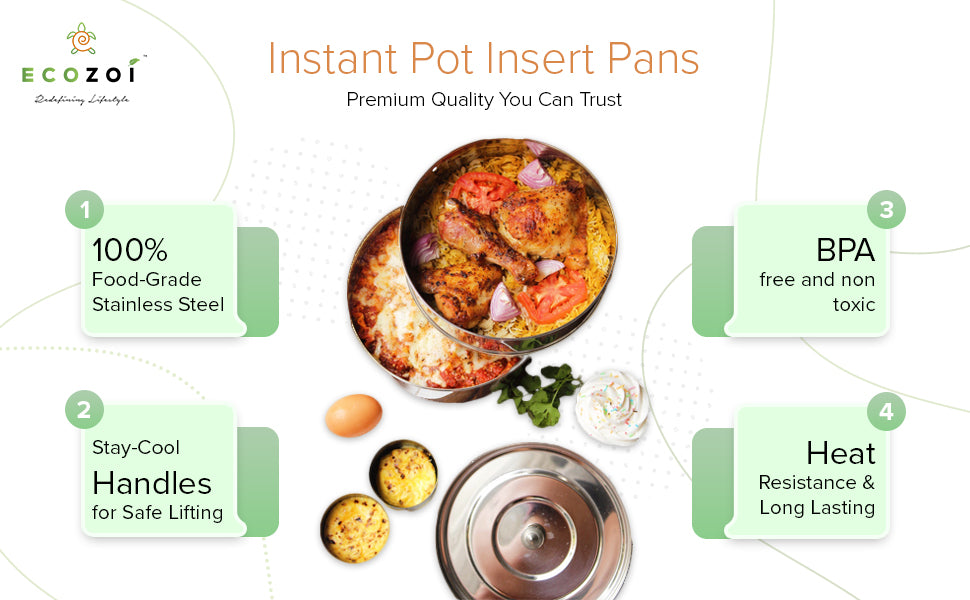 Instant Pot Insert Pans, 2 Tier for 6 Qt / 8 Qt Pressure Cookers with 5 Mini Cups for Baking