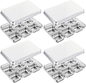 Ecozoi - Eco-friendly, 4 Stainless Steel Ice Cube Trays, Easy-release handle, 4 Metal Lids, 12 large cubes, BPA-free