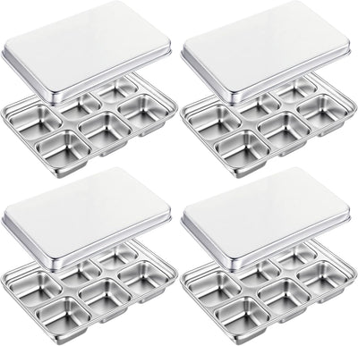 STAINLESS STEEL ICE CUBE TRAYS, 12 Large Cubes, 4 PACK