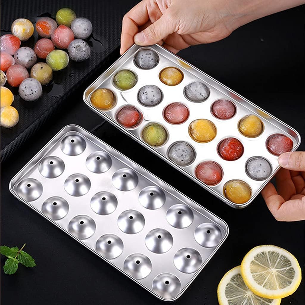 Stainless Steel Ice Cube Trays - 4 Pack, 72 Small Round Ice Cubes