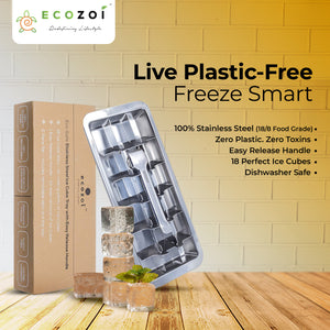 Ecozoi Ice Maker Tray for Freezer, Stainless Steel Ice Cubes Trays with Easy Release Handle, 1 Pack