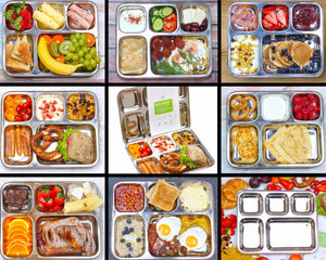 Ecozoi - Eco-friendly, 2 Pack stainless-steel dinner plates with 5 divided compartments each, reusable, Dishwasher-safe