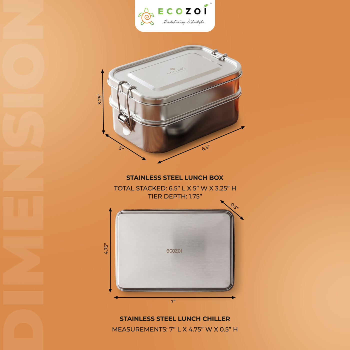 Buy Single-tier Stainless Steel Bento Box & 2 Reusable Ice Packs
