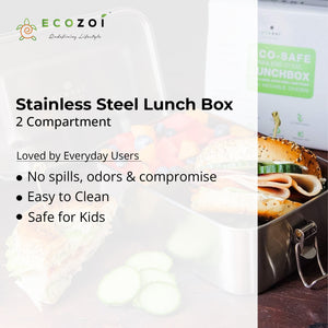 Stainless Steel Leak-Proof Lunch Box, 2 Compartment, 50 oz