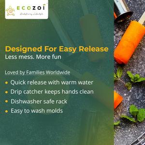 Ecozoi Stainless Steel Popsicle Molds with Sticks, Round & Reusable, Bamboo, Ice Cream Bars