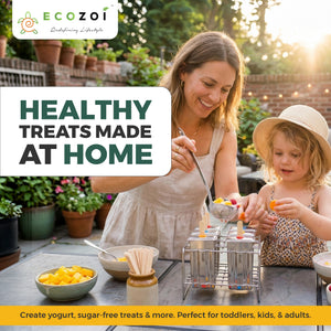 Ecozoi Stainless Steel Ice Pop Molds, Square Shape with Reusable Bamboo Sticks