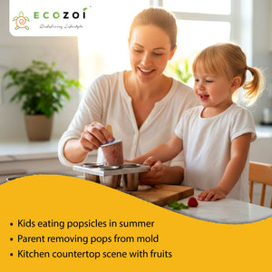 Ecozoi Stainless Steel Ice Pop Molds, 6 Mini Rounds withReusable Bamboo Sticks