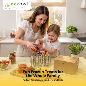 Ecozoi Stainless Steel Ice Pop Molds and Rack, Ice Cream Molds and Rounds with Reusable Stainless Steel Sticks