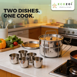 Instant Pot Insert Pans, 2 Tier for 6 Qt / 8 Qt Pressure Cookers with 5 Mini Cups for Baking