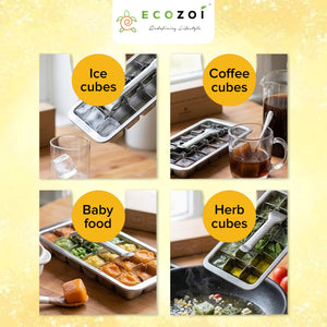 Ecozoi Ice Maker Tray for Freezer, Stainless Steel Ice Cubes Trays with Easy Release Handle, 1 Pack