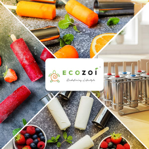 Ecozoi Stainless Steel Popsicle Molds with Sticks, Round & Reusable, Bamboo, Ice Cream Bars