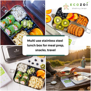 Stainless Steel Leak-Proof Bento Lunch Box, 5 Compartment, 50 oz