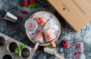 Ecozoi - Eco-friendly, 6 Mini Round Stainless Steel Popsicle Molds, 6 Reusable Bamboo Sticks, 6 Silicone Gaskets, BPA-free