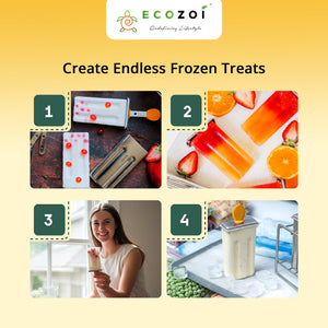 Ecozoi Stainless Steel Ice Pop Molds and Rack, Ice Cream Molds with Reusable Stainless Steel Sticks