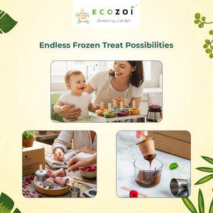 Ecozoi Stainless Steel Ice Pop Molds, 6 Mini Rounds withReusable Bamboo Sticks