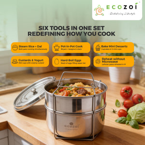 Instant Pot Insert Pans, 2 Tier for 6 Qt / 8 Qt Pressure Cookers with 5 Mini Cups for Baking