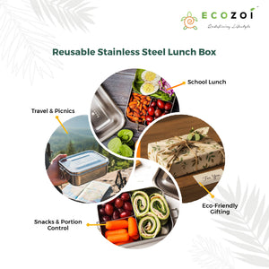 Stainless Steel Leak-Proof Bento Lunch Box, 3 Compartment, 24 Oz