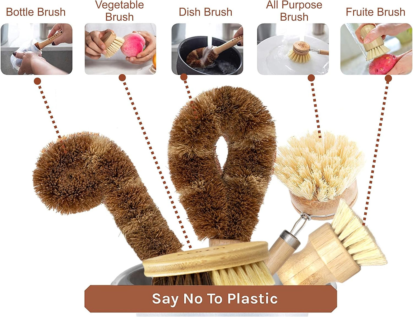 Ecomended Coconut Kitchen Brushes - exist green