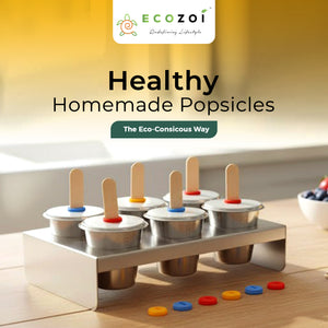 Ecozoi Stainless Steel Ice Pop Molds, 6 Mini Rounds withReusable Bamboo Sticks
