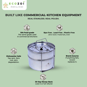 Instant Pot Insert Pans, 2 Tier for 6 Qt / 8 Qt Pressure Cookers with 5 Mini Cups for Baking