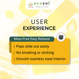 Ecozoi Stainless Steel Ice Pop Molds and Rack, Ice Cream Molds with Reusable Stainless Steel Sticks