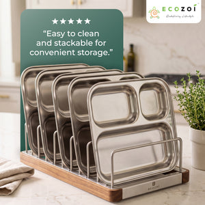 Stainless Steel Dinner Plates, Reusable, 3 Compartments, 2 Pack