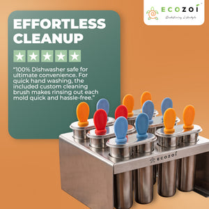 Ecozoi Stainless Steel Popsicle Molds with Sticks, TWIN Round & Reusable, Bamboo, Ice Cream Bars