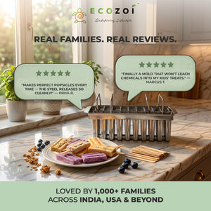 Ecozoi Stainless Steel Popsicle Molds with Sticks, Reusable, Bamboo, 50 Count, 20 Square