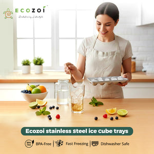Ecozoi Stainless Steel 72 Small Round Ice Cube Trays, Stackable, 4 Pack, 8 in x 4 in x 1 in - Ecozoi