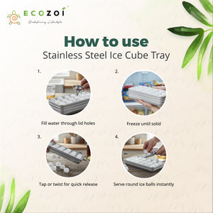 Ecozoi Stainless Steel 72 Small Round Ice Cube Trays, Stackable, 4 Pack, 8 in x 4 in x 1 in - Ecozoi