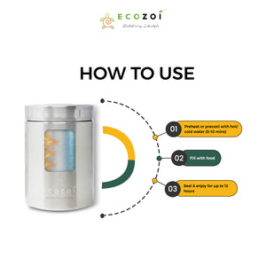Ecozoi Stainless Steel Thermos Food Jar, Insulated Container with Spork and Lunch Bag, 17 oz - Ecozoi