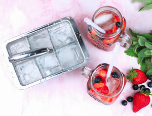 Ecozoi - Eco-friendly, 2 Stainless Steel Ice Cube Trays, 12 large cubes, Dishwasher safe, Plastic-Free, BPA-free