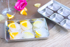 Ecozoi - Eco-friendly, 2 Stainless Steel Ice Cube Trays, 6 large cubes per tray, Dishwasher safe, Plastic-Free, BPA-free