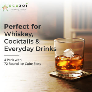 Ecozoi Stainless Steel 72 Small Round Ice Cube Trays, Stackable, 4 Pack, 8 in x 4 in x 1 in - Ecozoi