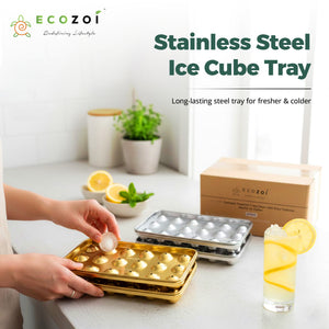 Ecozoi Stainless Steel 72 Small Round Ice Cube Trays, Stackable, 4 Pack, 8 in x 4 in x 1 in - Ecozoi
