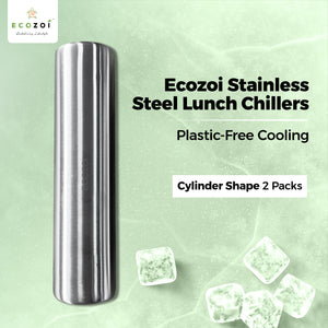 Stainless Steel Ice Packs For Lunch Bags and Coolers, 4 Pack Cylinder Shape