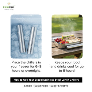 Stainless Steel Ice Packs For Lunch Bags and Coolers, 4 Pack Cylinder Shape