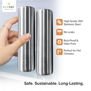Stainless Steel Ice Packs For Lunch Bags and Coolers, 4 Pack Cylinder Shape